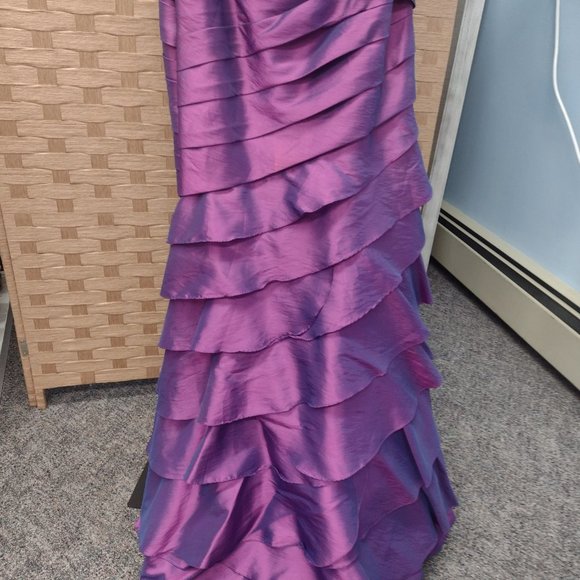 Mystique, Plum, One Shoulder mermaid prom dress - Picture 2 of 5